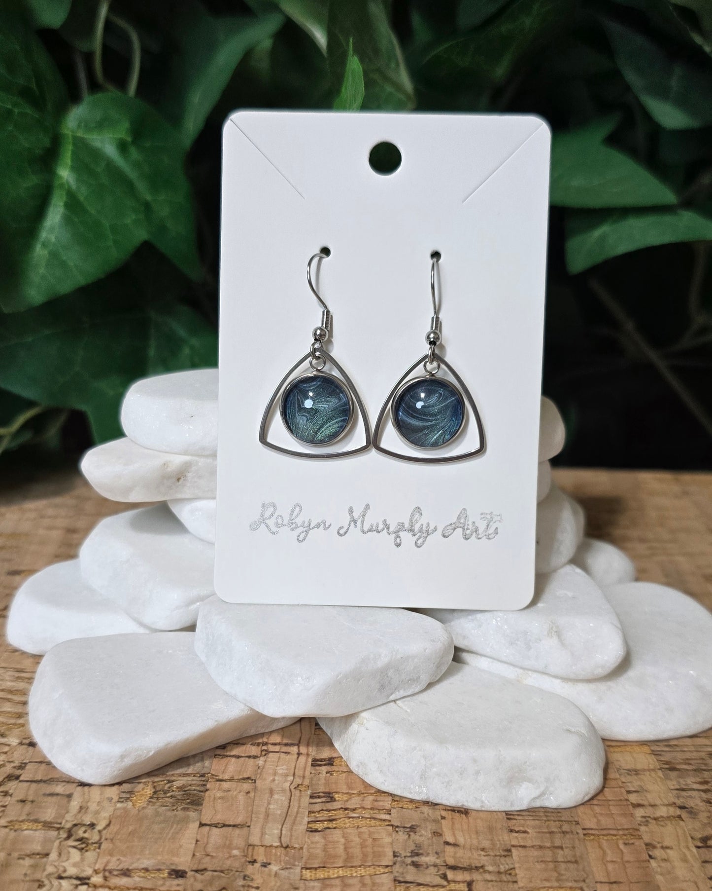 Triangle and Pendant Dangle Earrings / Stainless Steel