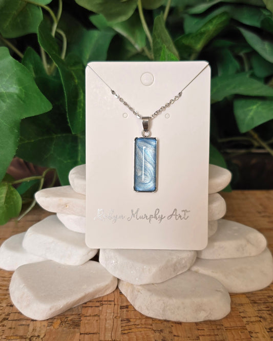 Stainless Steel Pendant Necklace in Blue and Silver