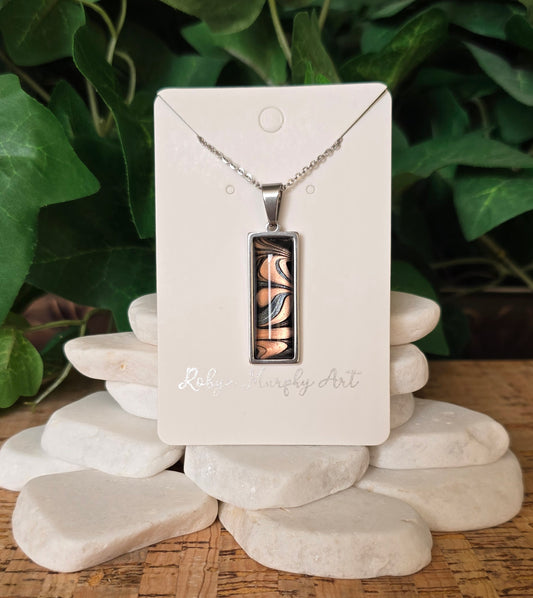 Stainless Steel Pendant Necklace in Rose Gold/Black