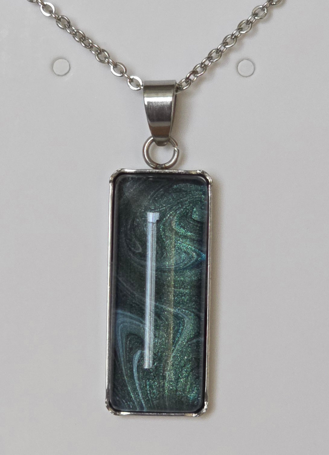 Stainless Steel Bezel Necklace in Emerald Green