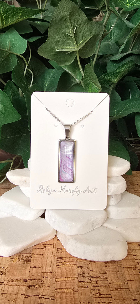 Stainless Steel Bezel Necklace in Purple