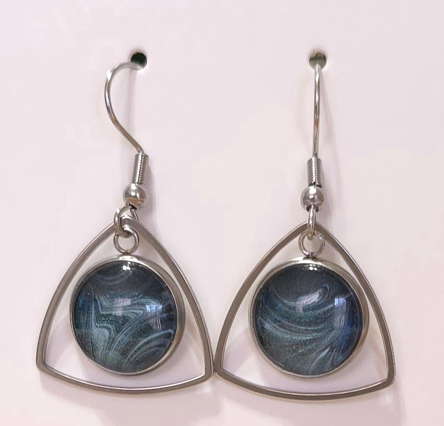 Triangle and Pendant Dangle Earrings / Stainless Steel