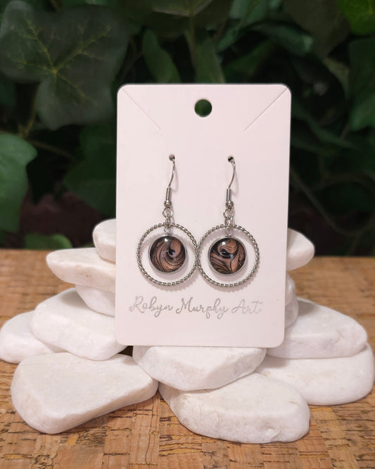 Hoop and Pendant Dangle Earrings / Stainless Steel / Rose Gold