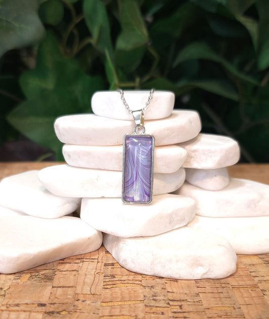 Silver Plated Pendant Necklace in Purple